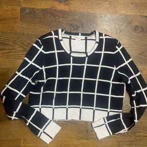 BCBG black & white cropped top
